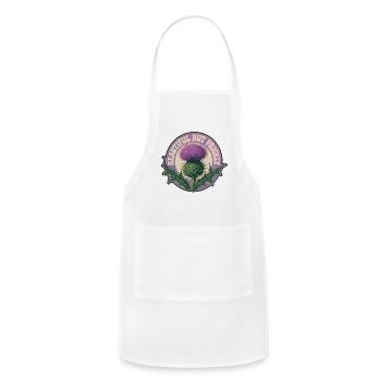 Beautiful But Prickly Thistle Badge - Adjustable Apron - white - Front - Julia (174cm)