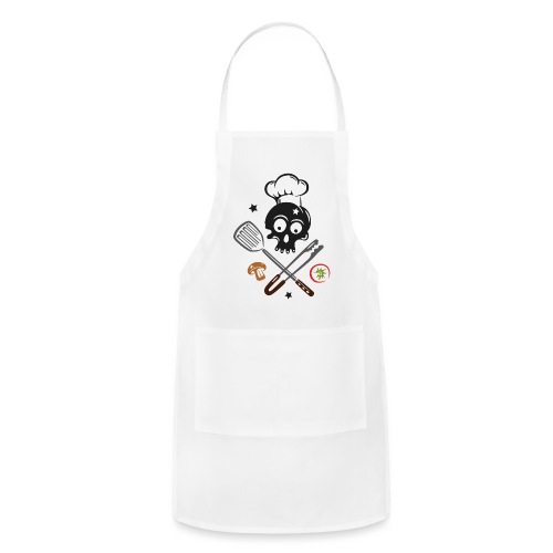 Skull with Chef Hat and Grilling Utensils - Adjustable Apron