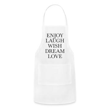 Enjoy Laugh Wish Dream Love - Adjustable Apron - white - Front - Julia (174cm)