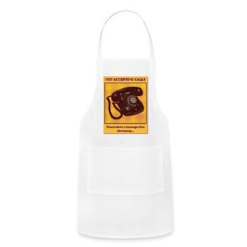​Not Accepting Calls - Vintage Retro Phone Introve - Adjustable Apron - white - Front - Julia (174cm)