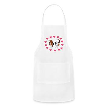 Basset Hound Love - Adjustable Apron - white - Front - Julia (174cm)