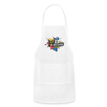 Bold "Art is Freedom" Creative Expression Design - Adjustable Apron - white - Front - Julia (174cm)