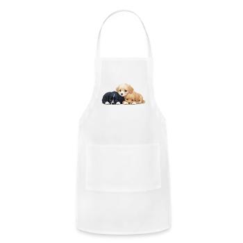 snuggle puppy pile cute dogs - Adjustable Apron - white - Front - Julia (174cm)