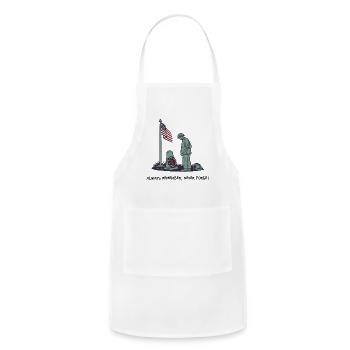 Memorial Grave with Flag and Soldier - Adjustable Apron - white - Front - Julia (174cm)