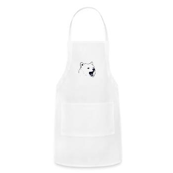 Minimalist Roaring Bear, Bold Wildlife Line art - Adjustable Apron - white - Front - Julia (174cm)