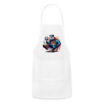 Hip Hop Panda Soccer Football Summer Sports - Adjustable Apron - white - Front - Julia (174cm)