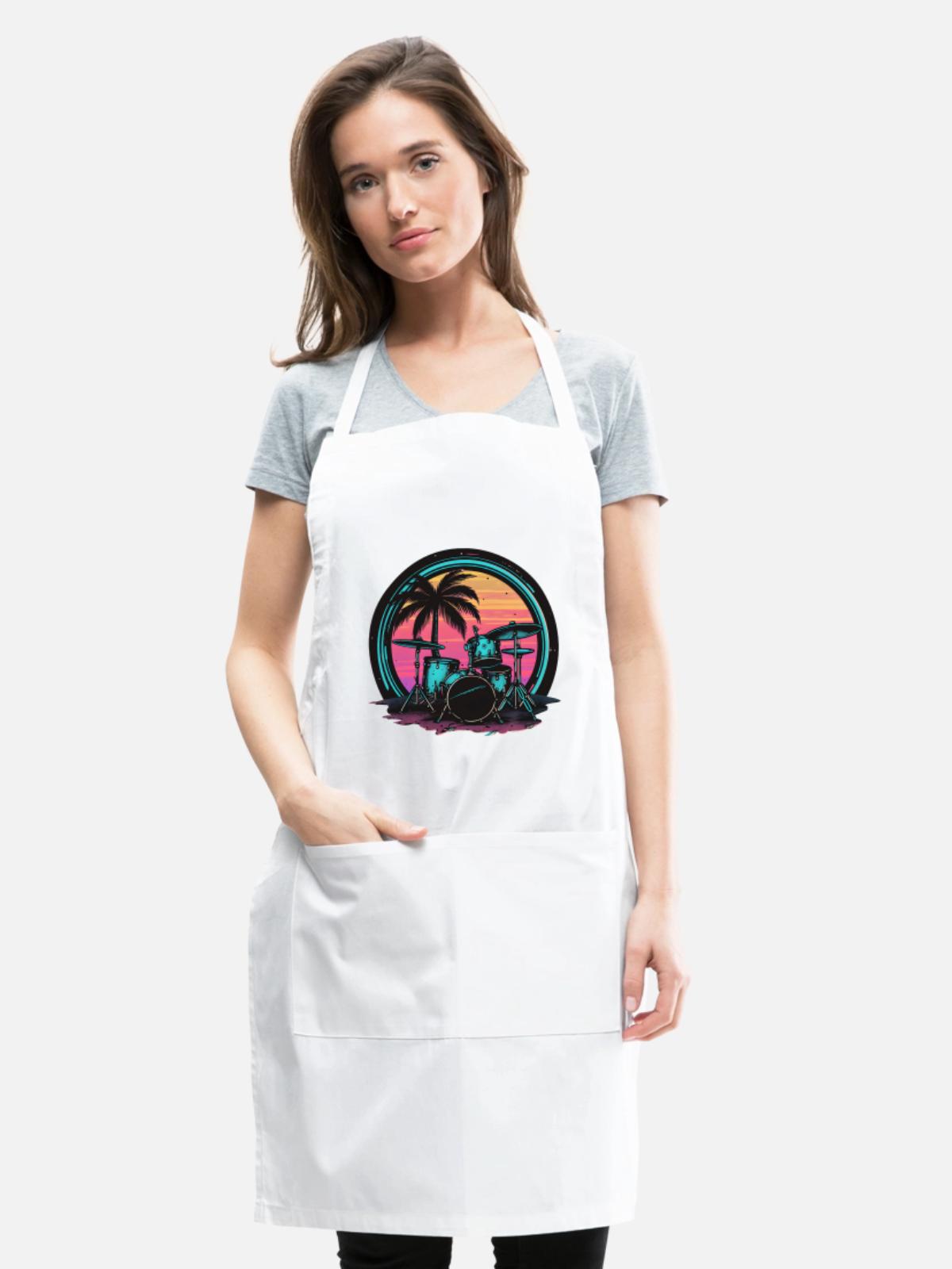 Trap Set Graphic - Adjustable Apron - white - Front - Julia (174cm)