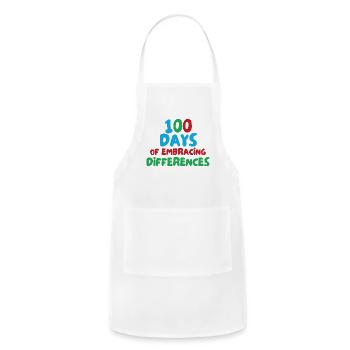 100 Days Of Embracing Differences Cool Education - Adjustable Apron - white - Front - Julia (174cm)