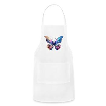 illustration de papillon - Tablier réglable - blanc - Devant - Julia (174cm)