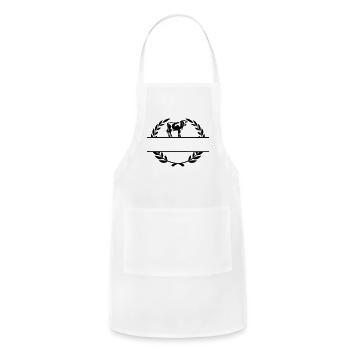 Cow in Laurel Wreath with Custom Text Area - Adjustable Apron - white - Front - Julia (174cm)