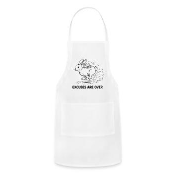 Excuses Are Over Rabbit and Turtle Motivational - Adjustable Apron - white - Front - Julia (174cm)