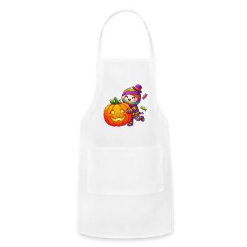 Cute Pumpkin Mummy Halloween - Adjustable Apron - white - Front - Julia (174cm)