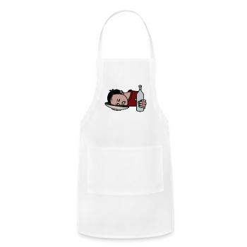 A drunk man with a bottle in his hand - Adjustable Apron - white - Front - Julia (174cm)