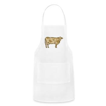 Illustration de vache - Tablier réglable - blanc - Devant - Julia (174cm)