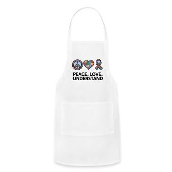Peace Love Understand Autism - Adjustable Apron - white - Front - Julia (174cm)