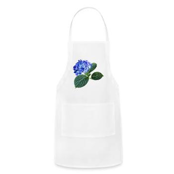 Dark Blue Hydrangea with Leaves - Adjustable Apron - white - Front - Julia (174cm)