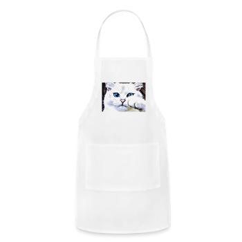 cute cat - Adjustable Apron - white - Front - Julia (174cm)