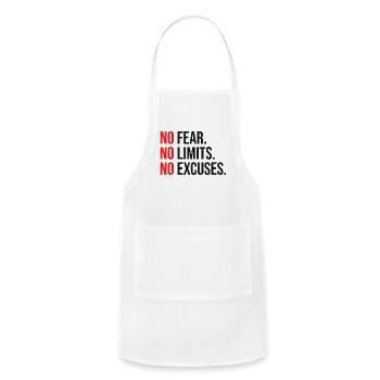 No Fear, No Limits, No Excuses - Motivational - Adjustable Apron - white - Front - Julia (174cm)