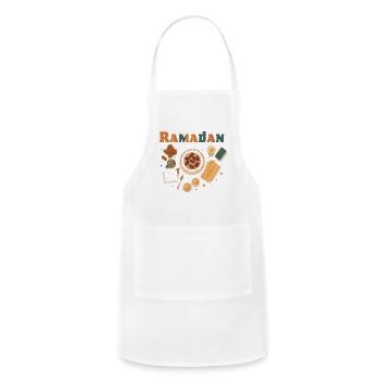 Ramadan Foods Shirt – Traditional Cuisine Design  - Adjustable Apron - white - Front - Julia (174cm)