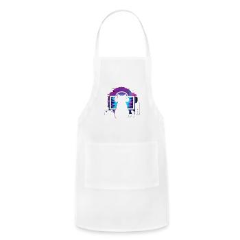 Neon Glitch Cat Gamer - Adjustable Apron - white - Front - Julia (174cm)