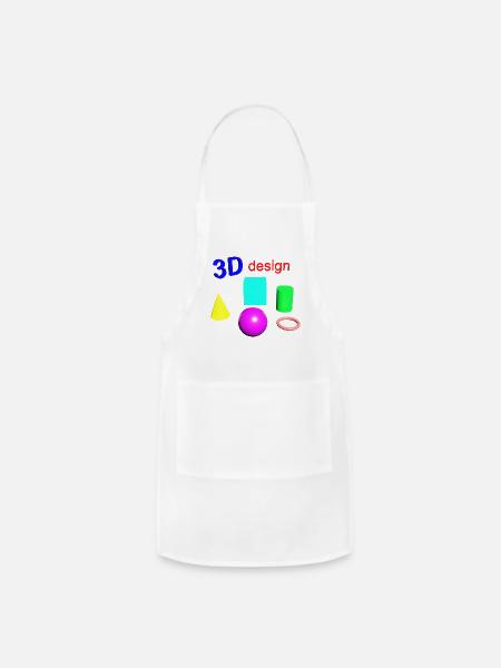 Vibrant 3D Geometric Shape Design - Adjustable Apron - white