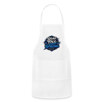 Stand Tall. Stay Strong. | Motivational Typography - Adjustable Apron - white - Front - Julia (174cm)