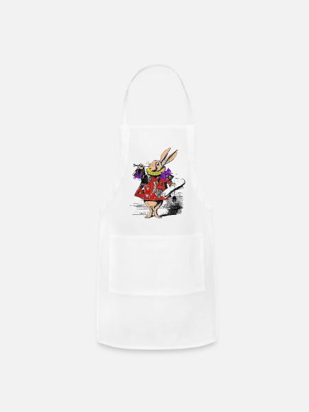 Hearted Rabbit in Velvet Coat - Adjustable Apron - white