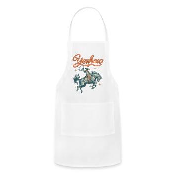 Yeehaw Retro Rodeo Cowboy - Adjustable Apron - white - Front - Julia (174cm)