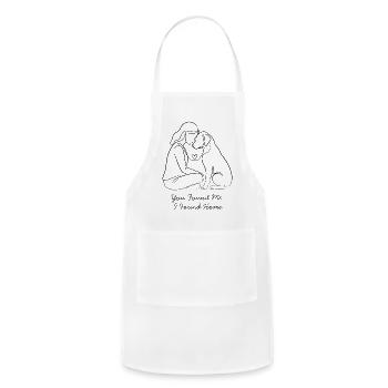 Woman and Dog Bond Line Art - Adjustable Apron - white - Front - Julia (174cm)