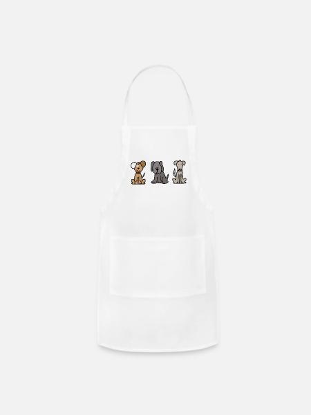 Three Pups - Adjustable Apron - white