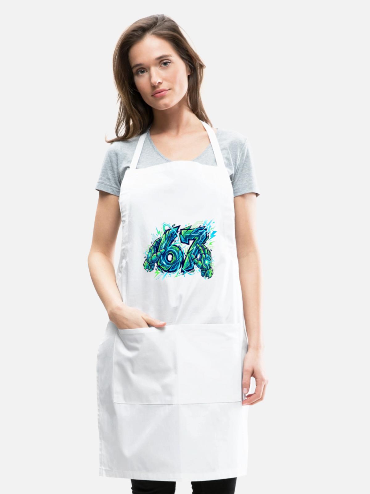 Neon Circuit Vortex Hands - Adjustable Apron - white - Front - Julia (174cm)