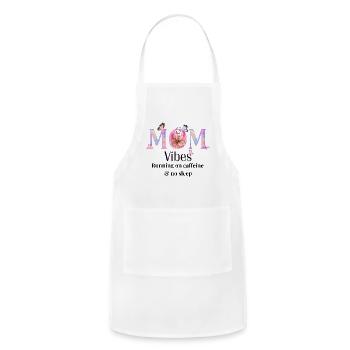 Mom Vibes Running on Caffeine and No Sleep - Adjustable Apron - white - Front - Julia (174cm)
