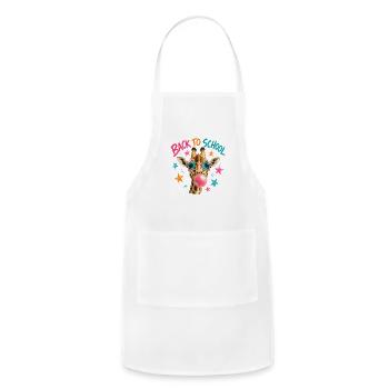 Back to School Giraffe Bubble Gum  - Adjustable Apron - white - Front - Julia (174cm)
