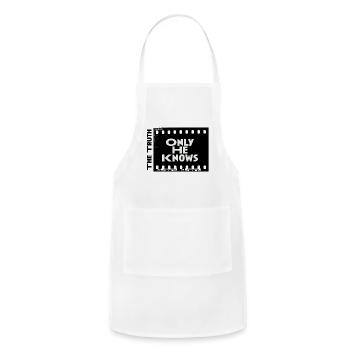 Only He Knows: Bold Typographic Tee - Adjustable Apron - white - Front - Julia (174cm)