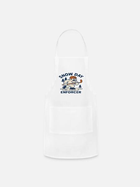 Snow Day Enforcer Hockey Mascot - Adjustable Apron - white