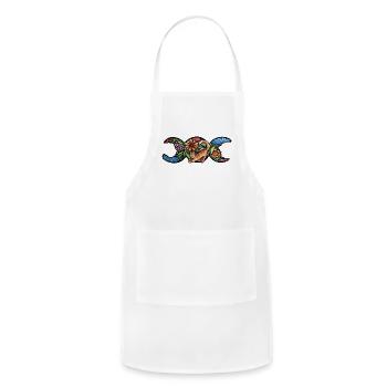 Triple Moon Bloom Cat - Adjustable Apron - white - Front - Julia (174cm)