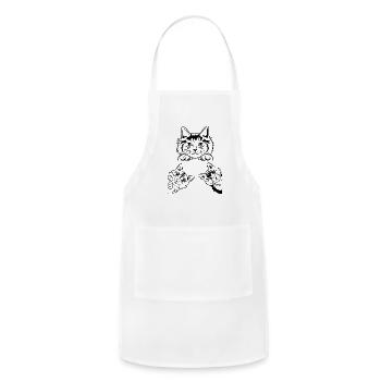 Cut cat faces - Adjustable Apron - white - Front - Julia (174cm)