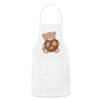 Cute Bear with Pretzel - Adjustable Apron - white - Front - Julia (174cm)