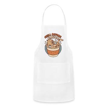 Chill Before Coffee Otter - Adjustable Apron - white - Front - Julia (174cm)