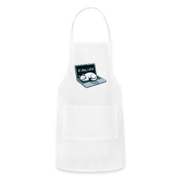 If I Fits I Sits Cat on Laptop - Adjustable Apron - white - Front - Julia (174cm)