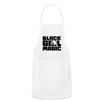 Black Girl Magic Afro Silhouette Empowering Typogr - Adjustable Apron - white - Front - Julia (174cm)