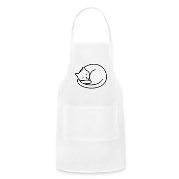 Minimalist Cat Sleeping Design "Aniverse Cats" - Adjustable Apron - white - Front - Julia (174cm)