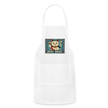 Neko Magic Retro Cat Sign - Adjustable Apron - white - Front - Julia (174cm)