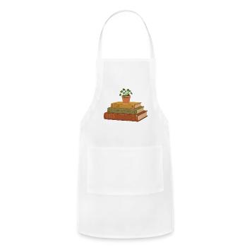Botanical Books Stack Illustration - Adjustable Apron - white - Front - Julia (174cm)