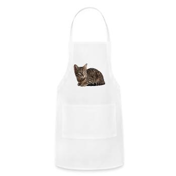 Cozy Tabby Cat Portrait - Adjustable Apron - white - Front - Julia (174cm)