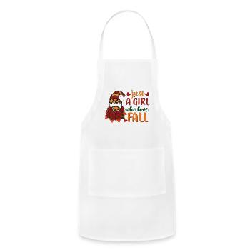 Just A Girl Who Loves Fall Gnome Autumn Art - Adjustable Apron - white - Front - Julia (174cm)