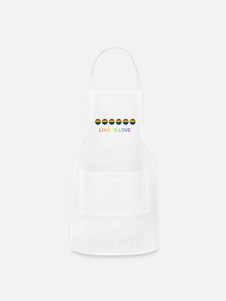 Love Is Love Pride Rainbow Handball - Adjustable Apron - white
