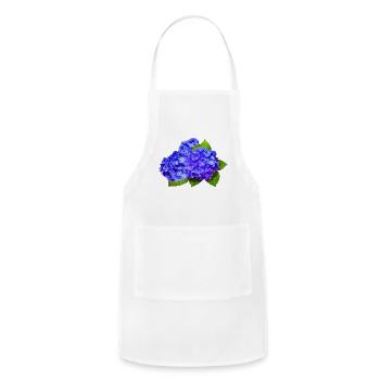 Cluster of Blue Hydrangea - Adjustable Apron - white - Front - Julia (174cm)