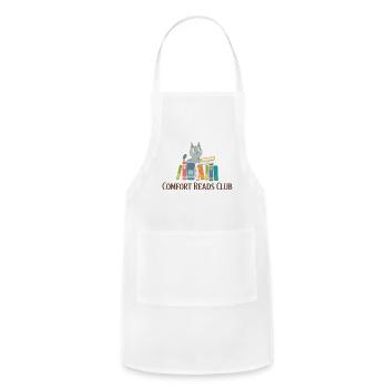 Cozy Cat and Books Stack - Adjustable Apron - white - Front - Julia (174cm)
