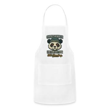 Overthinker Panda Motivational Tee - Adjustable Apron - white - Front - Julia (174cm)